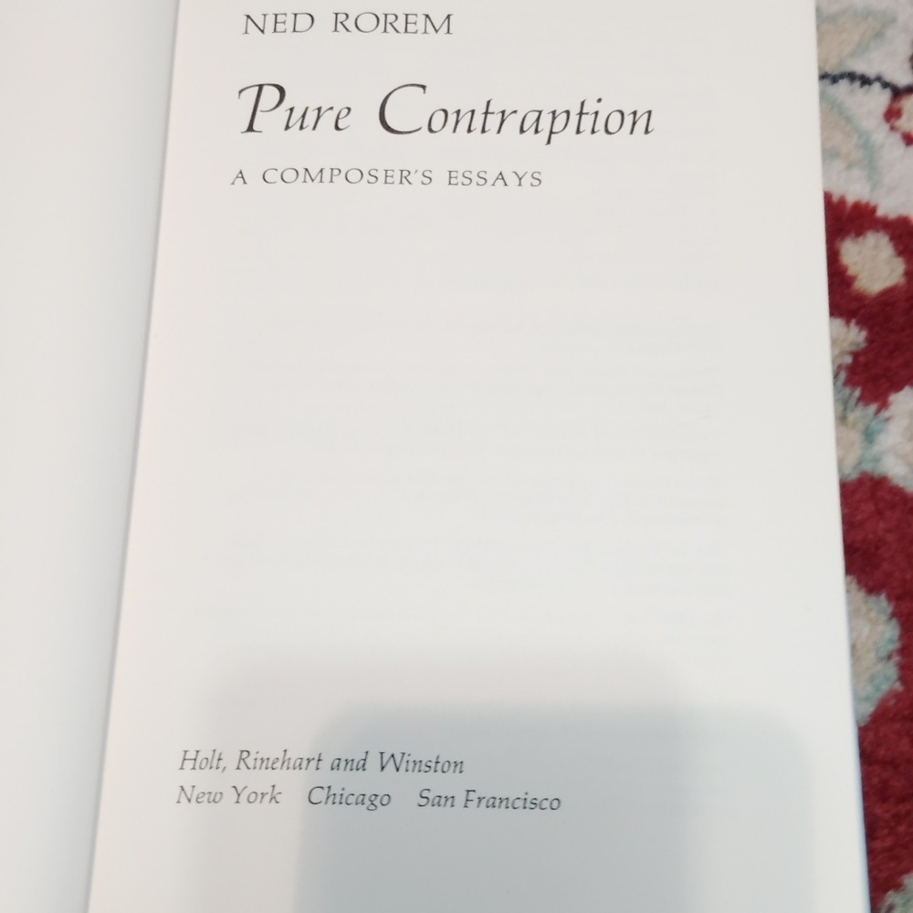 Ned Rorem Pure Contraption Book - Picture 5 of 6